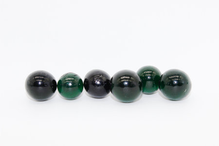 Glass marbles isolated on white backgroundの写真素材