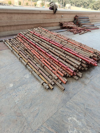 Picture of steel pipes with selective focus