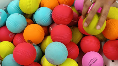 Noida , india - picture of circket balls (childern play area) DLF mall in noida sec -18 march 15...