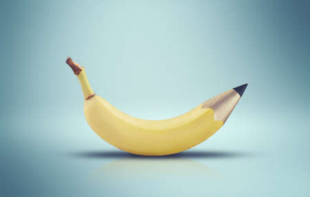 Top of a banana shaped as pencilの写真素材