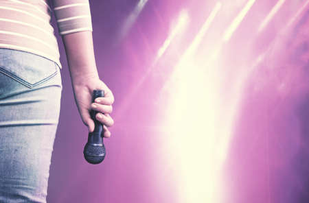 The singer is getting ready to enter the stageの写真素材