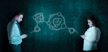 Sharing a friends network on social media.の写真素材