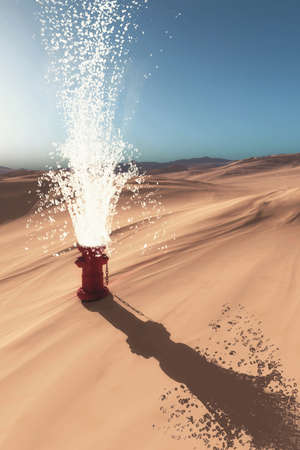 Hydrant in the desert and hydro explosion.