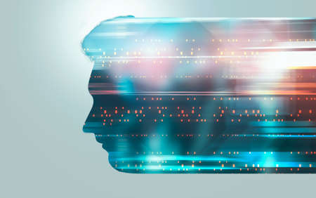 Human head shape with data transfer. Artificial intelligence concept.