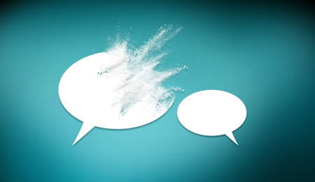 Speech bubbles icon symbold crashing . Social opinion problems and diplomacy debating. Aggresive...