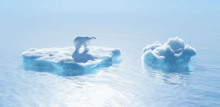 Polar bear on iceberg. Global warming concept . This is a 3d render illustration .