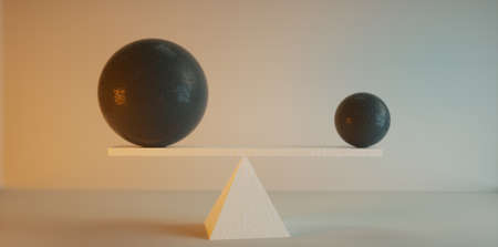 Two sphere of different sizes in balance . Mindset and skill concept . This is a 3d render illustration .の写真素材