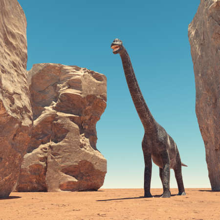 Brachiosaurus at the desert . This is a 3d render illustration .の写真素材