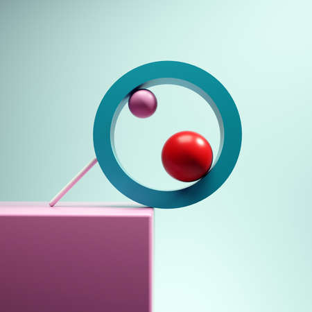 Geometrical objects in balance . Equilibrium and solid plan concept . This is a 3d render...
