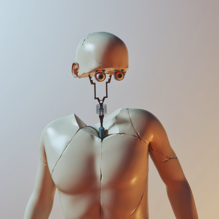 Abstract human body . futuristic and artificial intelligence concept . This is a 3d render illustration.の写真素材