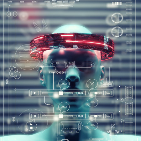 Futuristic female robot . Artificial intelligence and innovation concept . This is a 3d render...