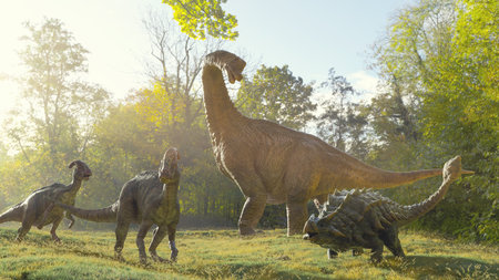 Dinosaurs in the nature. This is a 3d render illustration .の写真素材