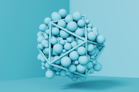 Multiple spheres grouped together . Team work and development concept . This is a 3d render illustration.の写真素材