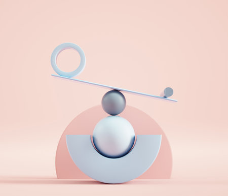 Primitive elements in balance .  This is a 3d render illustration .の写真素材