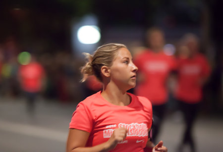 STOCKHOLM - AUG, 16  The  midnight run   Midnattsloppet  event  Aug 16, 2014 in Stockholm, Swedenのeditorial素材