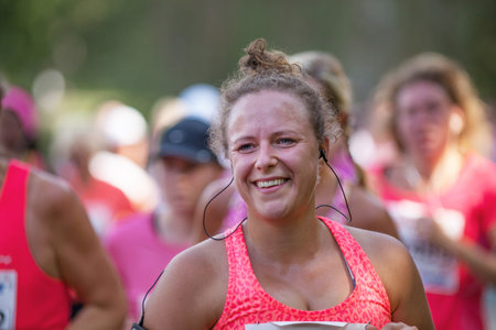 STOCKHOLM SEPTEMBER 06 2014. TJEJMILEN.  A running race each year in Stockholm with only female participants.のeditorial素材