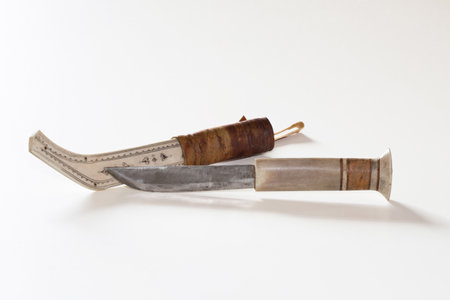 STOCKHOLM, HOLO October 29, 2014.Genuine handmade Sami knife from Swedish Lapland.のeditorial素材