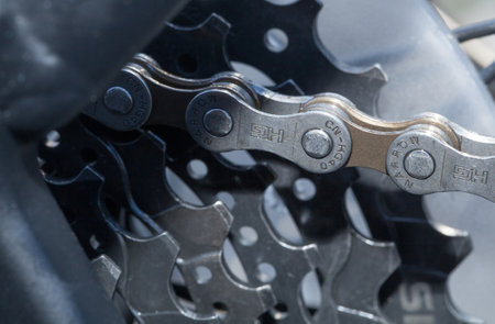 HOLO, SWEDEN, March 20. 2015. bicycle chain and bicycle gears.のeditorial素材
