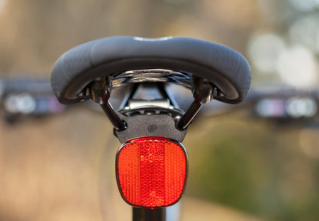HOLO, SWEDEN, March 20. 2015. Red reflector mounted under the bike seatのeditorial素材