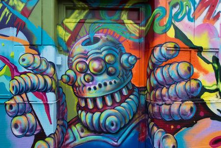 STOCKHOLM SWEDEN July 15, 2015. Graffiti painting on the house called Kolingsborg, Slussen in Stockholm.のeditorial素材