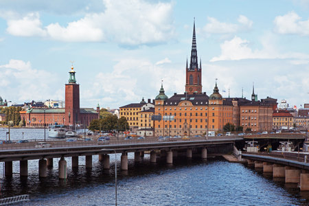View of Stockholm City Hall, and the island of Riddarholmen.のeditorial素材