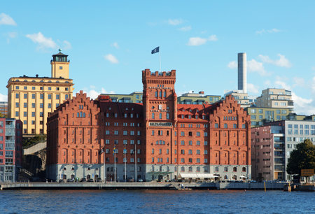 STOCKHOLM-AUG-13-2015. Hotels near water in Nacka Stockholm.のeditorial素材