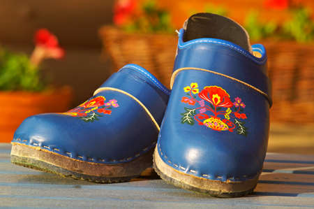 Swedish clogs with decoration.