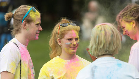 STOCKHOLM, SWEDEN  MAY 22 2016. Stockholm Color Run in Tantolunden on May 22, 2016. An annual event...