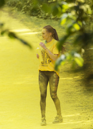 STOCKHOLM, SWEDEN  MAY 22 2016. Stockholm Color Run in Tantolunden on May 22, 2016. An annual event...