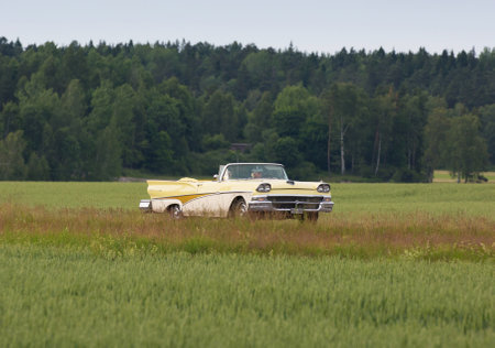 TROSA SWEDEN June 23 2016. FORD FAIRLANE model year 1958. light yellow.のeditorial素材