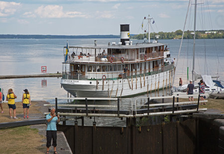 MOTALA SWEDEN July 25, 2016. Borenshults.
The canal's second largest locks. It consists of five interconnected locks and is a major sights in Motala. The lock staircase total drop height is 15.3 meters.のeditorial素材