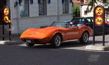 TROSA SWEDEN July 7 2016. CHEVROLET CORVETTE model year 1975.のeditorial素材