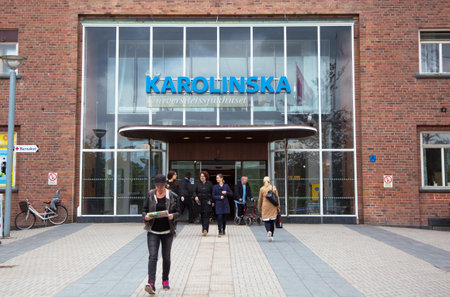SOLNA, SWEDEN 31 May 2017. The entrance to Karolinska Hospital in Solna.のeditorial素材