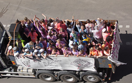 STOCKHOLM SWEDEN 2 June 2017. Young people celebrating graduation.のeditorial素材