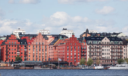 STOCKHOL SWEDEN 31 July 2017. The district of Kungsholmen seen from the waterのeditorial素材
