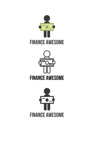 Flat and outline modern logotype design for finance and money servicesのイラスト素材