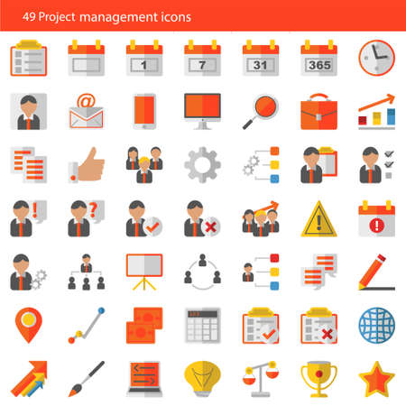 Vector set of 49 modern project management and business iconsのイラスト素材