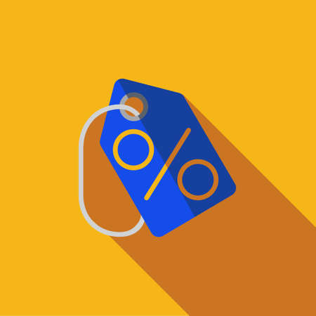 Vector icon or illustration showing discount with procent sign on label in flat design style with long shadowのイラスト素材
