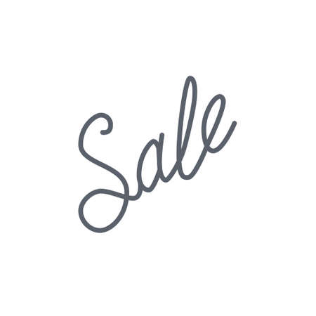 Vector icon or illustration showing sales at shop wit word sale hand lettering calligraphy in outline styleの写真素材