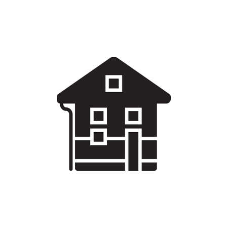 Vector icon or illustration showing real estate business with house in black color style on white backgroundのイラスト素材