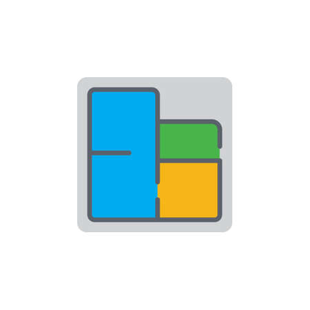 Vector icon or illustration showing appartament or house blue print with room plan in material design styleのイラスト素材