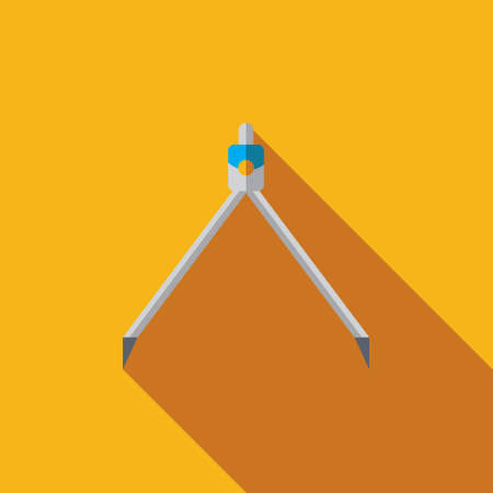 Vector icon or illustration showing building project with measuring caliper compasses in flat design style with long shadowのイラスト素材