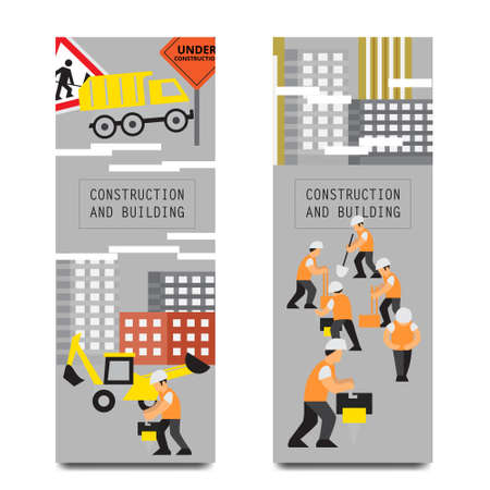 Road work vector banners verticalのイラスト素材