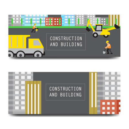 Road work vector banners horisontalのイラスト素材
