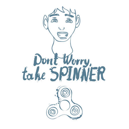 Greeting card with fidget spinner text hand lettering calligraphy.のイラスト素材