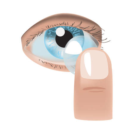 Realistic style vector illustration with eye and contact lensのイラスト素材