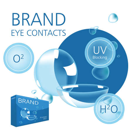 Vector design template with photo realistic contacts package and water bubble illustration including textのイラスト素材