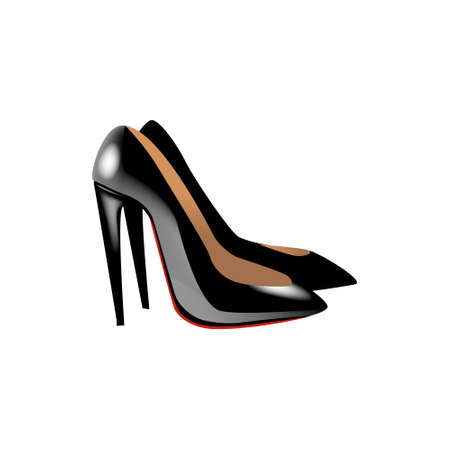 Realism illustration with black shoe on high heelsのイラスト素材