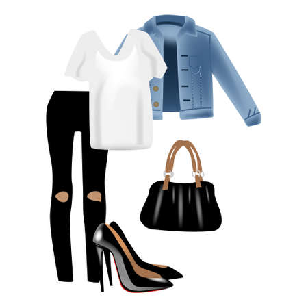 Realism illustration with modern look jeans denim jacket.のイラスト素材