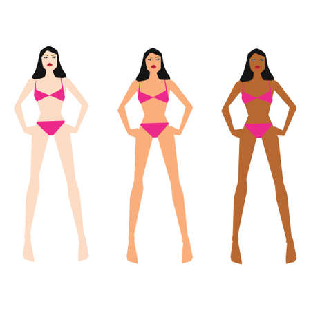 Vector illustration with different skin tonesのイラスト素材